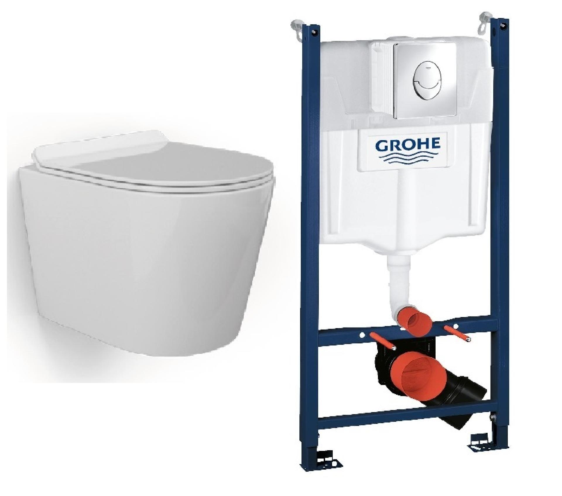 Комплект GRH745001480 Grohe + beWash инсталляция для унитаза подвесного с панелью смыва + Aldo унитаз подвесной безободковый с сиденьем микролифт белый глянец BKWHR001480