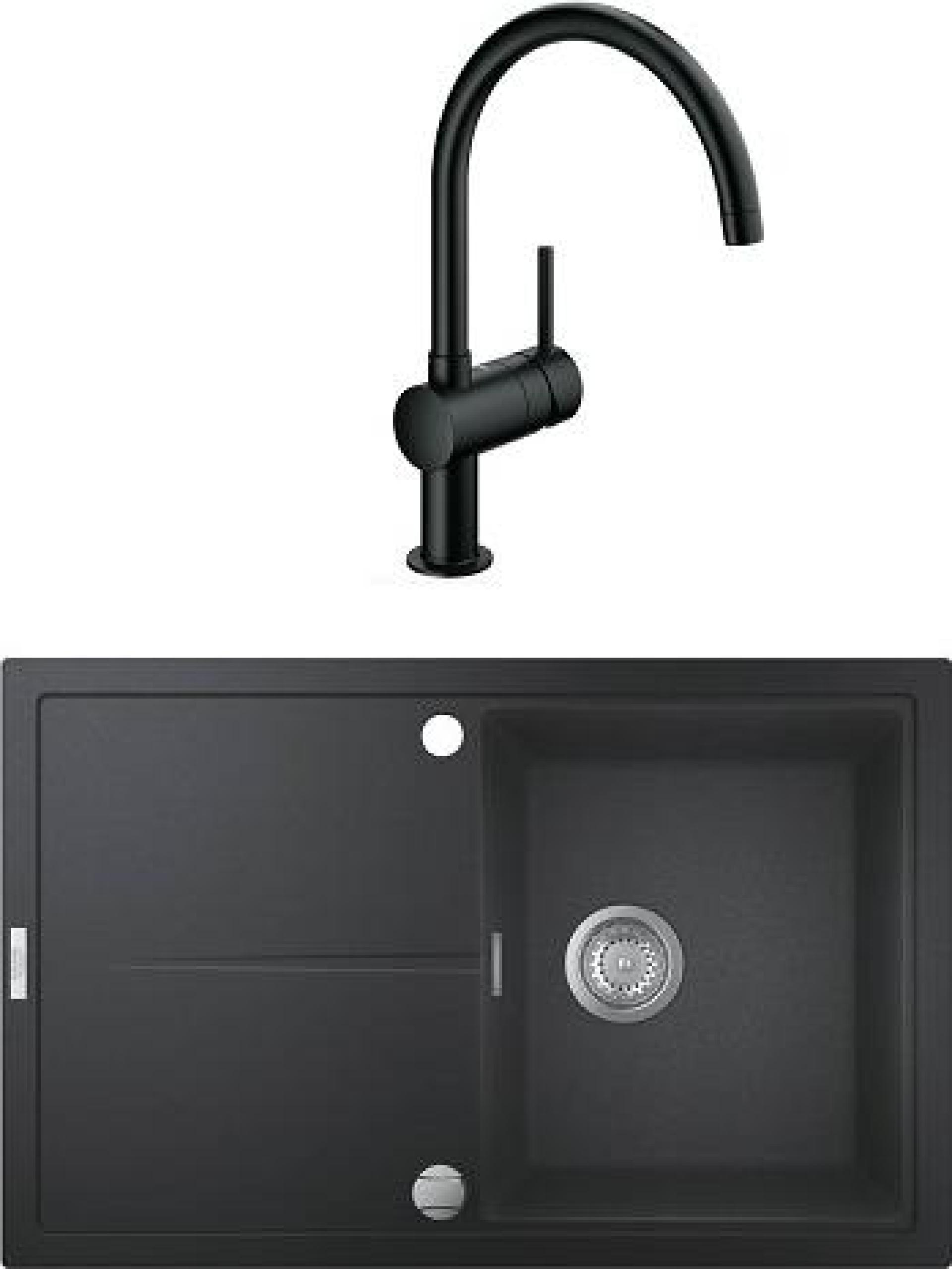 Комплект кухонная мойка Grohe K400 31639AP0 черный + смеситель Grohe Minta 32917KS0